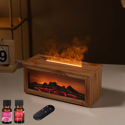 Simulated Fireplace Air Humidifier Oils Aroma Diffuser and Essential Oils Set USB Aromatherapy Machine with Remote Control