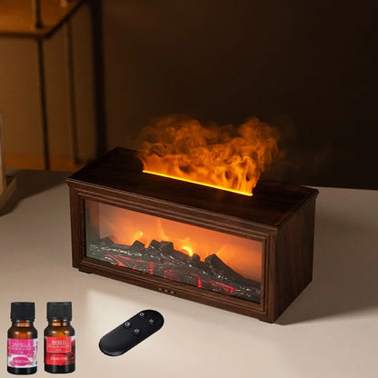Simulated Fireplace Air Humidifier Oils Aroma Diffuser and Essential Oils Set USB Aromatherapy Machine with Remote Control