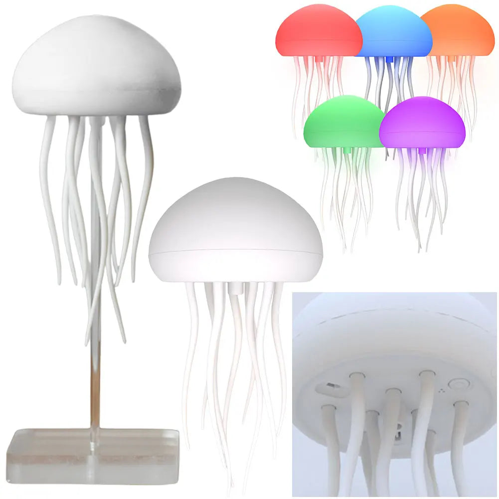 Creative Jellyfish Light Voice Control Type-C Charging Cute Jellyfish Bedside Lamp Flexible Tentacles for Holiday Children Gifts