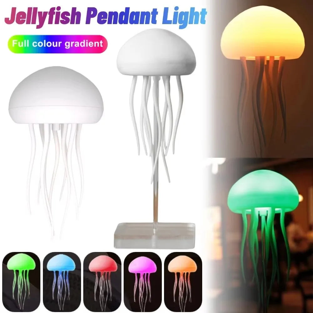 Creative Jellyfish Light Voice Control Type-C Charging Cute Jellyfish Bedside Lamp Flexible Tentacles for Holiday Children Gifts