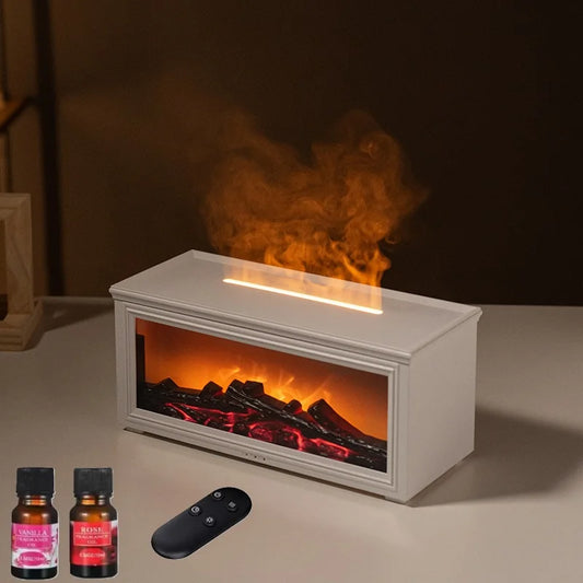 Simulated Fireplace Air Humidifier Oils Aroma Diffuser and Essential Oils Set USB Aromatherapy Machine with Remote Control