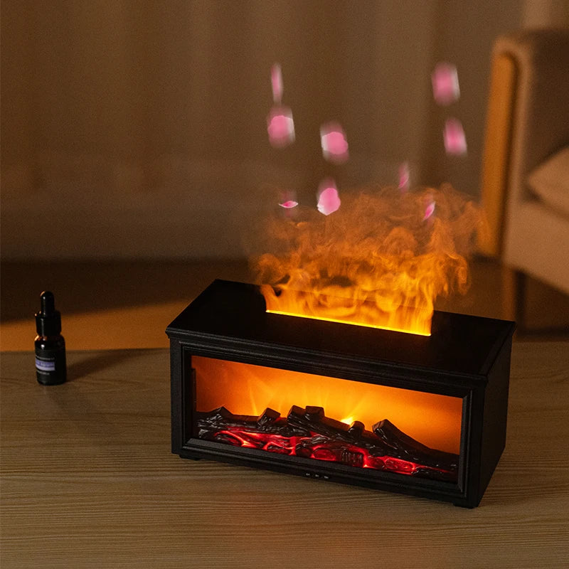 Simulated Fireplace Air Humidifier Oils Aroma Diffuser and Essential Oils Set USB Aromatherapy Machine with Remote Control