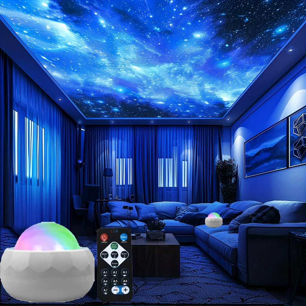 Night Light LED Projector Starry Sky Aurora Light RGB 7 Modes Remote Auto Rotate for Kids Room Party Decoration Baby Kids Gift