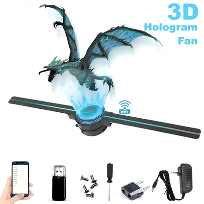 Porgrammable 3D Hologram Fan Projector HD 42CM Wifi for Advertising Holographic Displays Xmas Parties Bars Stores